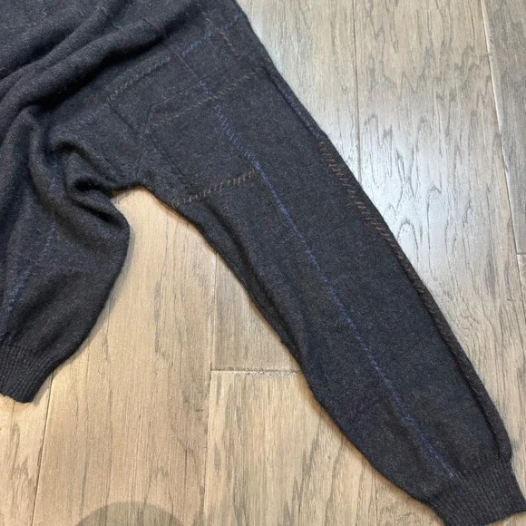 Men's Lenor Romano 100% Cashmere‎ Sweater XL Plaid Knit Crew Neck Mongolia - Picture 4 of 11